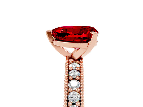 Rose gold Heart Cut Ruby Milgrain Pavé Engagement Ring with Four-Prong Setting_17