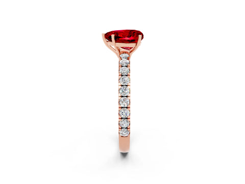 Rose gold Heart Cut Ruby Pavé Solitaire Engagement Ring with Four-Prong Setting_14