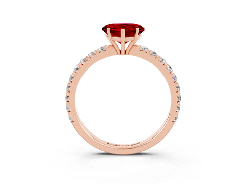 Rose gold Heart Cut Ruby Pavé Solitaire Engagement Ring with Four-Prong Setting_15