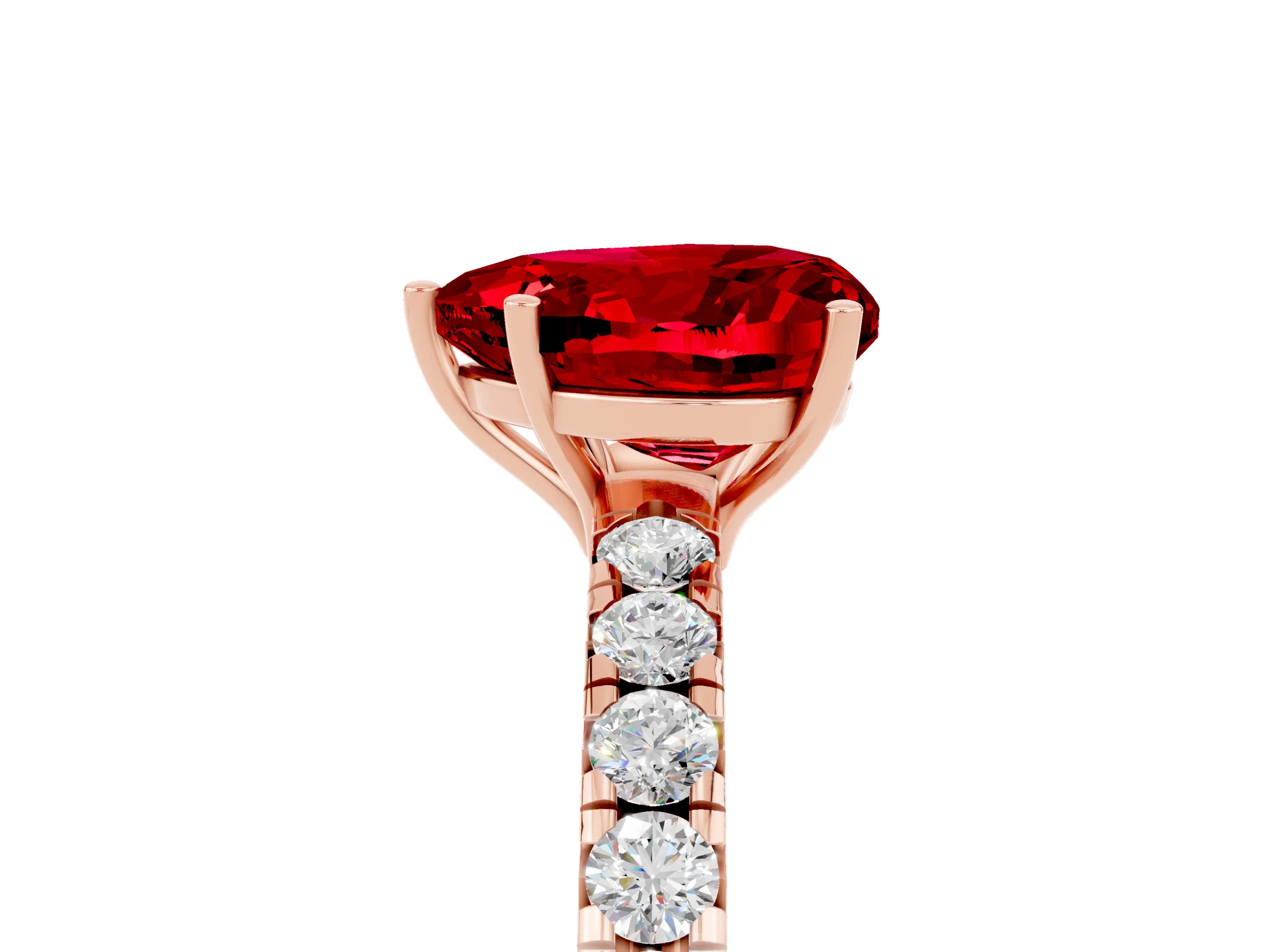 Rose gold Heart Cut Ruby Pavé Solitaire Engagement Ring with Four-Prong Setting_17