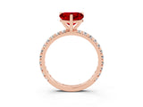 Rose gold Heart Cut Ruby Pavé Solitaire Ring with Round Band and Prong Setting_27