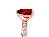 Rose gold Heart Cut Ruby Pavé Solitaire Ring with Round Band and Prong Setting_29
