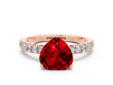 Rose gold Heart Cut Ruby Pave Band Solitaire Ring with Four-Prong Setting_24