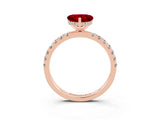 Rose gold Heart Cut Ruby Pave Band Solitaire Ring with Four-Prong Setting_27