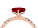 Rose gold Heart Cut Ruby Pave Band Solitaire Ring with Four-Prong Setting_28