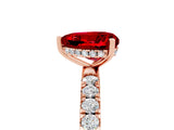 Rose gold Heart Cut Ruby Pave Band Solitaire Ring with Four-Prong Setting_29
