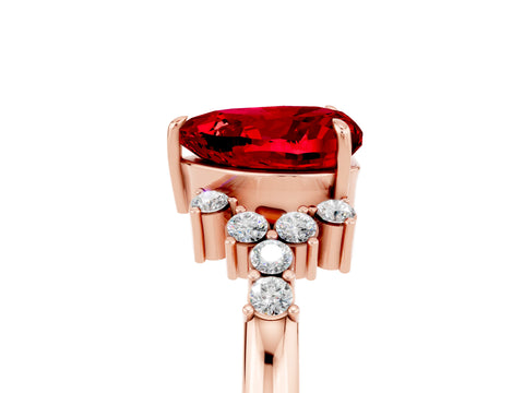 Rose gold Heart Cut Ruby Ring with Side Stones and Four-Prong Setting_41