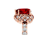 Rose gold Heart Cut Ruby Scalloped Halo Engagement Ring with Round Shared Prong Band_29