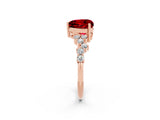 Rose gold Heart Cut Ruby Scattered Round Accent Ring with Prong Setting_14