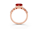 Rose gold Heart Cut Ruby Scattered Round Accent Ring with Prong Setting_15