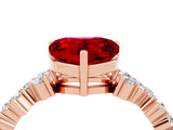 Rose gold Heart Cut Ruby Scattered Round Accent Ring with Prong Setting_16