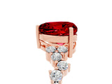 Rose gold Heart Cut Ruby Scattered Round Accent Ring with Prong Setting_17