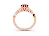 Rose gold Heart Cut Ruby Solitaire Celtic Knot Ring with Four-Prong Setting_15