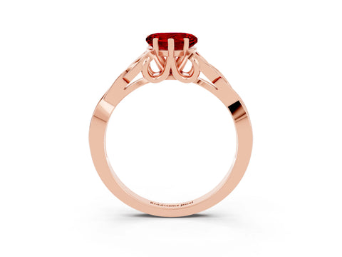 Rose gold Heart Cut Ruby Solitaire Celtic Knot Ring with Four-Prong Setting_15
