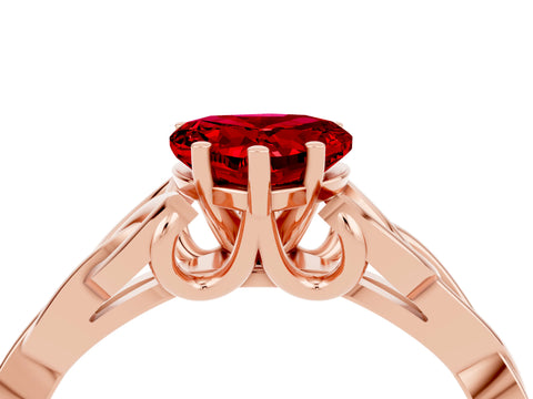 Rose gold Heart Cut Ruby Solitaire Celtic Knot Ring with Four-Prong Setting_16