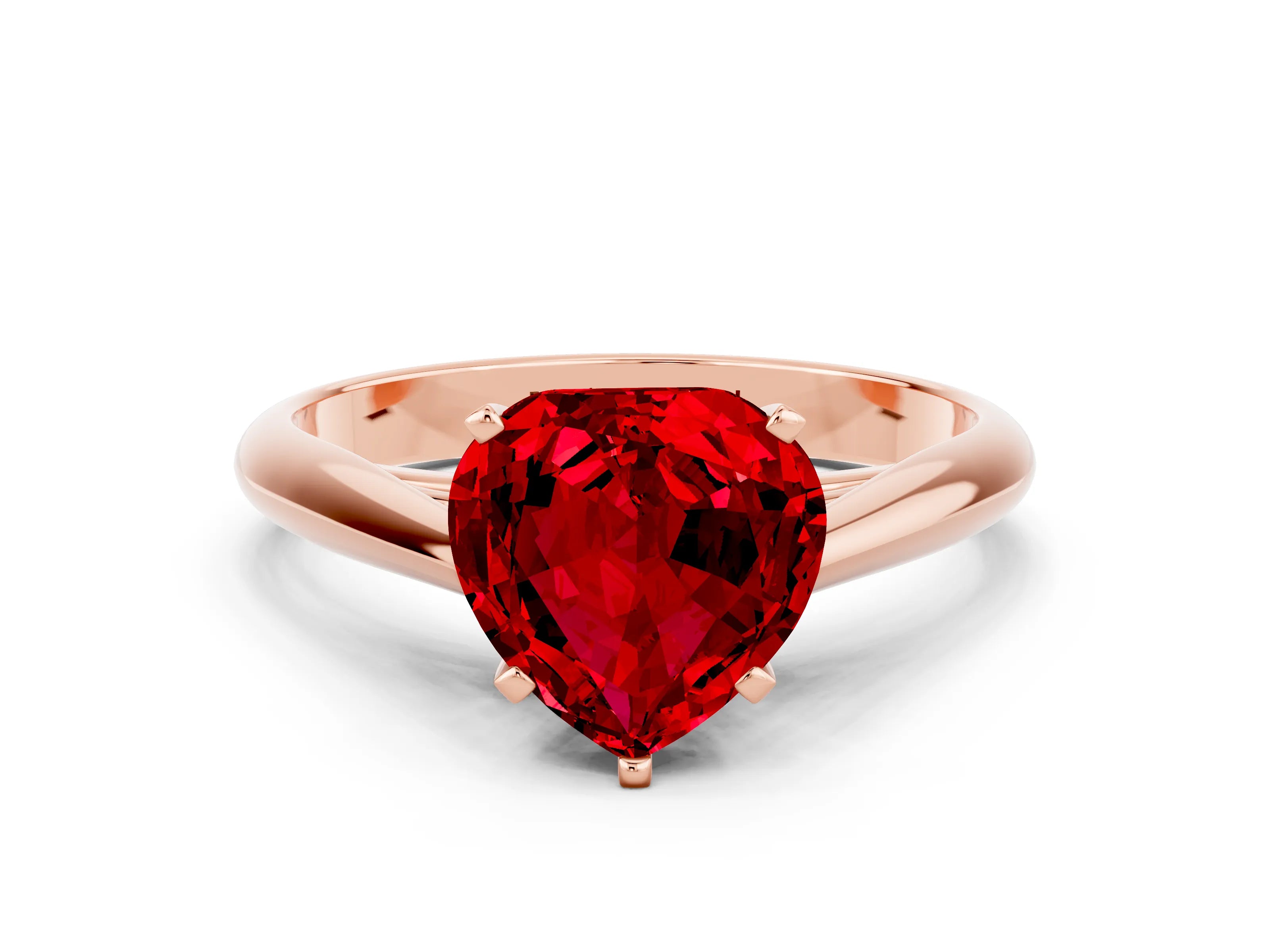 Rose gold Heart Cut Ruby Solitaire Engagement Ring with Cathedral Setting and Four-Prong Mount_12