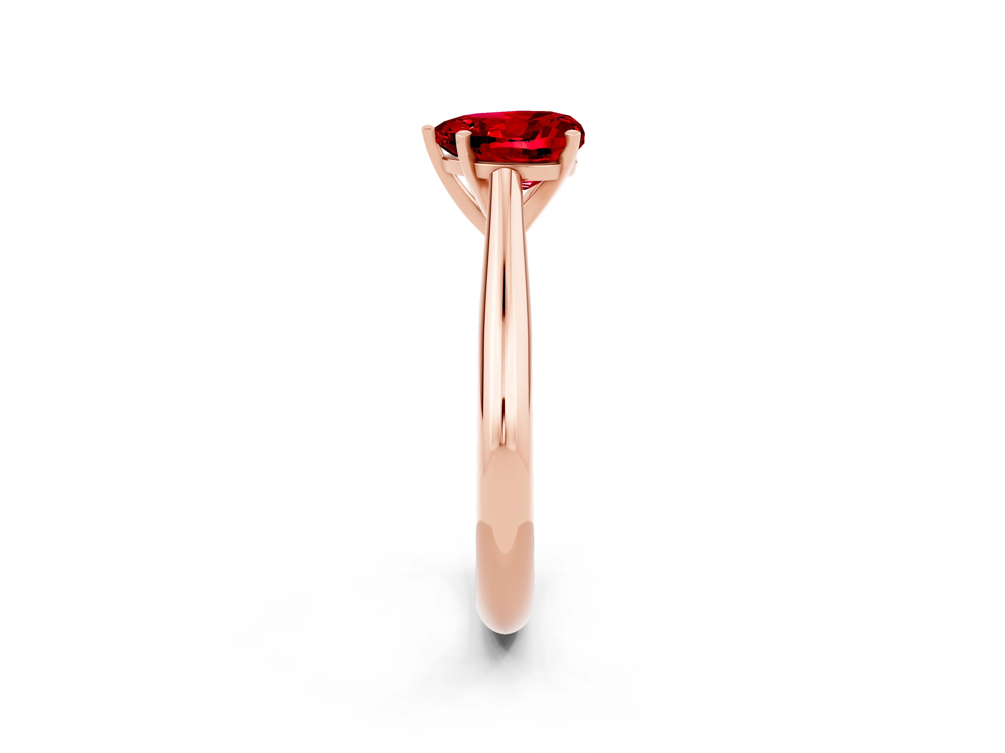 Rose gold Heart Cut Ruby Solitaire Engagement Ring with Cathedral Setting and Four-Prong Mount_14