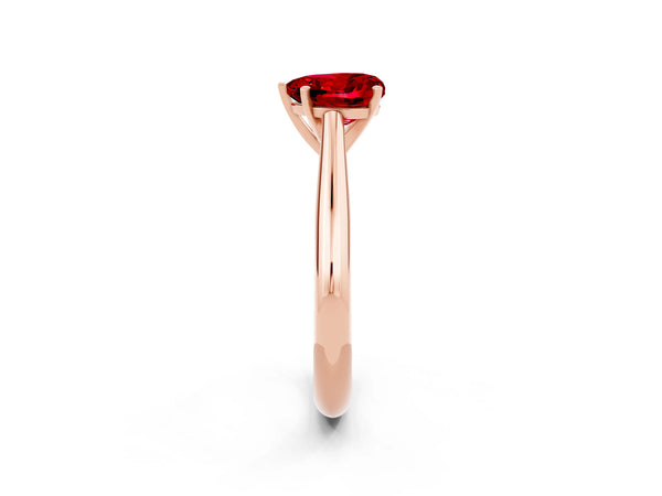 Rose gold Heart Cut Ruby Solitaire Engagement Ring with Cathedral Setting and Four-Prong Mount