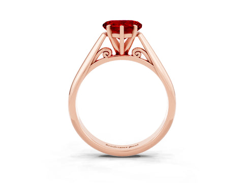 Rose gold Heart Cut Ruby Solitaire Engagement Ring with Cathedral Setting and Four-Prong Mount_15