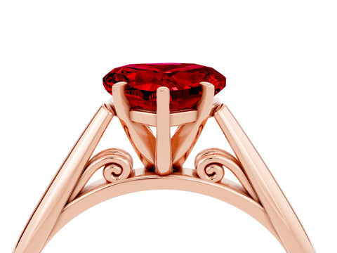 Rose gold Heart Cut Ruby Solitaire Engagement Ring with Cathedral Setting and Four-Prong Mount_16