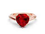 Rose gold Heart Cut Ruby Solitaire Engagement Ring with Cathedral Setting and Four-Prong Mount_24