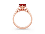 Rose gold Heart Cut Ruby Solitaire Engagement Ring with Cathedral Setting and Four-Prong Mount_27