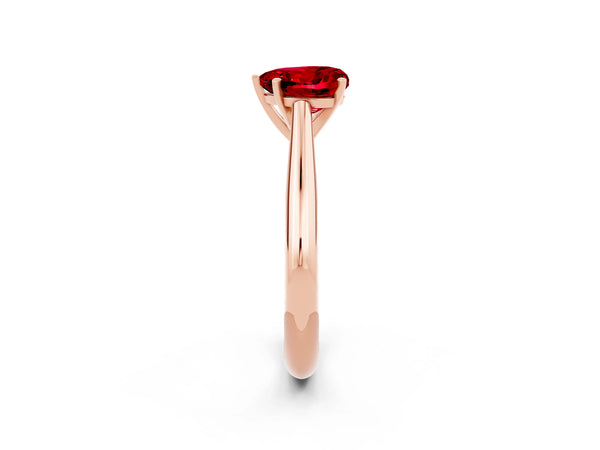 Rose gold Heart Cut Ruby Solitaire Engagement Ring with Cathedral Setting and Four-Prong Mount