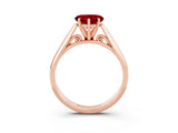 Rose gold Heart Cut Ruby Solitaire Engagement Ring with Cathedral Setting and Four-Prong Mount_33