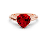 Rose gold Heart Cut Ruby Solitaire Engagement Ring with Cathedral Setting and Four-Prong Mount_66