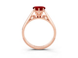 Rose gold Heart Cut Ruby Solitaire Engagement Ring with Cathedral Setting and Four-Prong Mount_69
