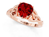 Rose gold Heart Cut Ruby Solitaire Engagement Ring with Celtic Knot Band and Four-Prong Setting_1