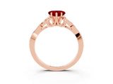 Rose gold Heart Cut Ruby Solitaire Engagement Ring with Celtic Knot Band and Four-Prong Setting_3