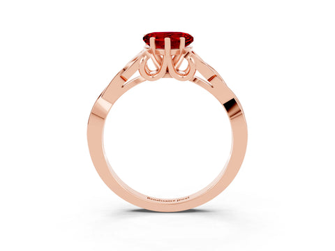 Rose gold Heart Cut Ruby Solitaire Engagement Ring with Celtic Knot Band and Four-Prong Setting_3