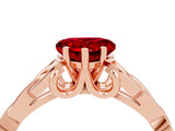 Rose gold Heart Cut Ruby Solitaire Engagement Ring with Celtic Knot Band and Four-Prong Setting_4