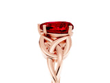 Rose gold Heart Cut Ruby Solitaire Engagement Ring with Celtic Knot Band and Four-Prong Setting_5