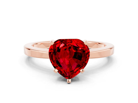 Rose gold Heart Cut Ruby Solitaire Engagement Ring with Classic Band and Four-Prong Setting_24