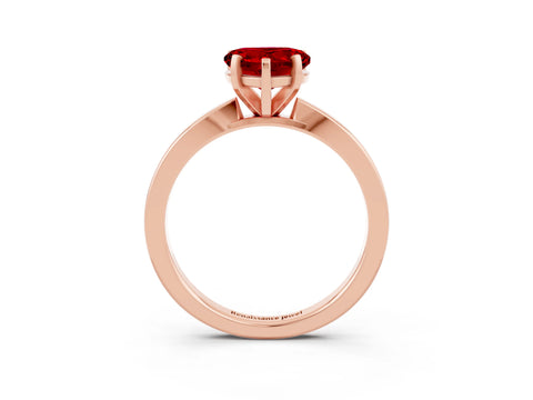 Rose gold Heart Cut Ruby Solitaire Engagement Ring with Classic Band and Four-Prong Setting_27