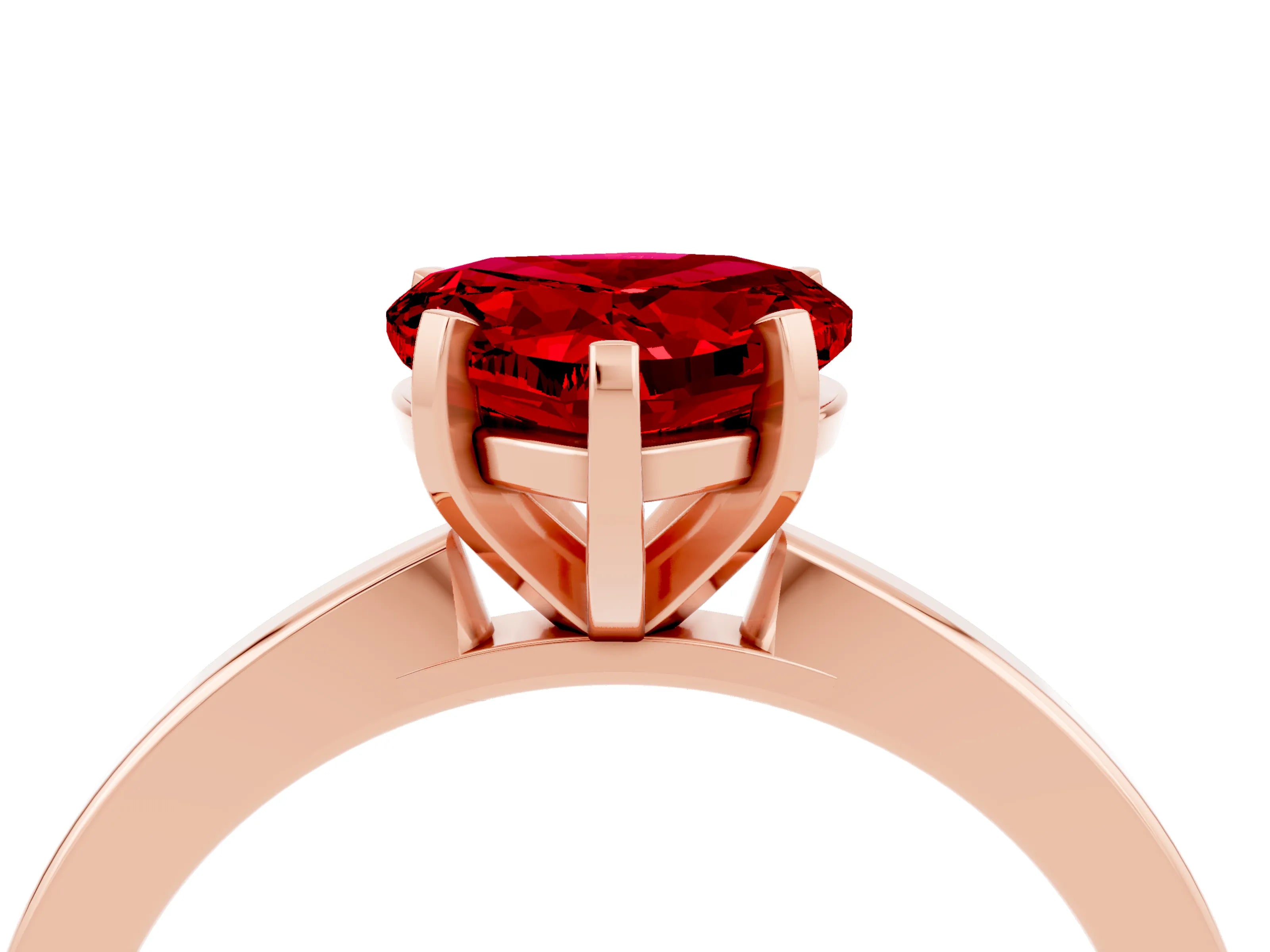 Rose gold Heart Cut Ruby Solitaire Engagement Ring with Classic Band and Four-Prong Setting_28