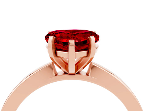 Rose gold Heart Cut Ruby Solitaire Engagement Ring with Classic Band and Four-Prong Setting_28