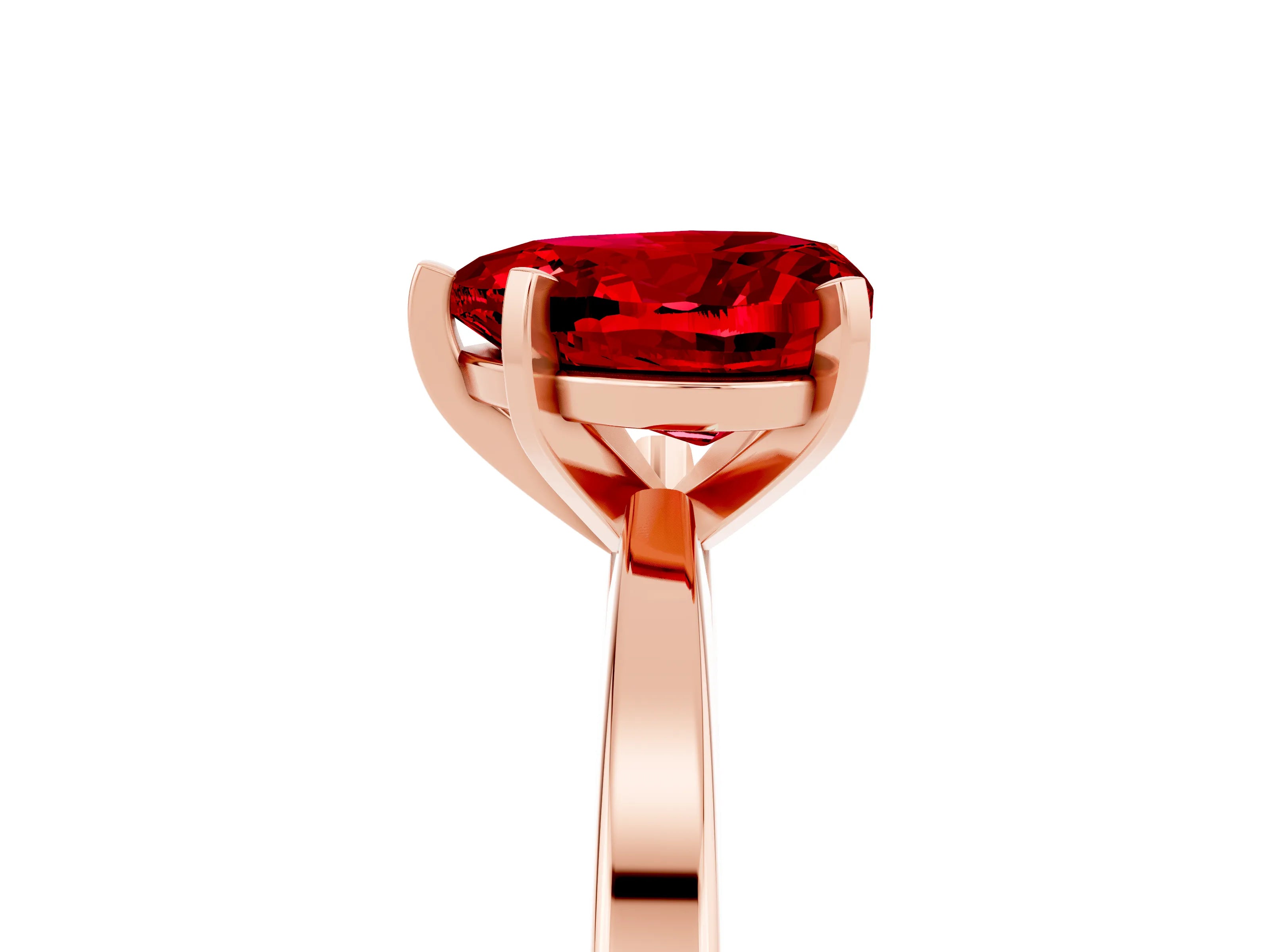 Rose gold Heart Cut Ruby Solitaire Engagement Ring with Classic Band and Four-Prong Setting_29