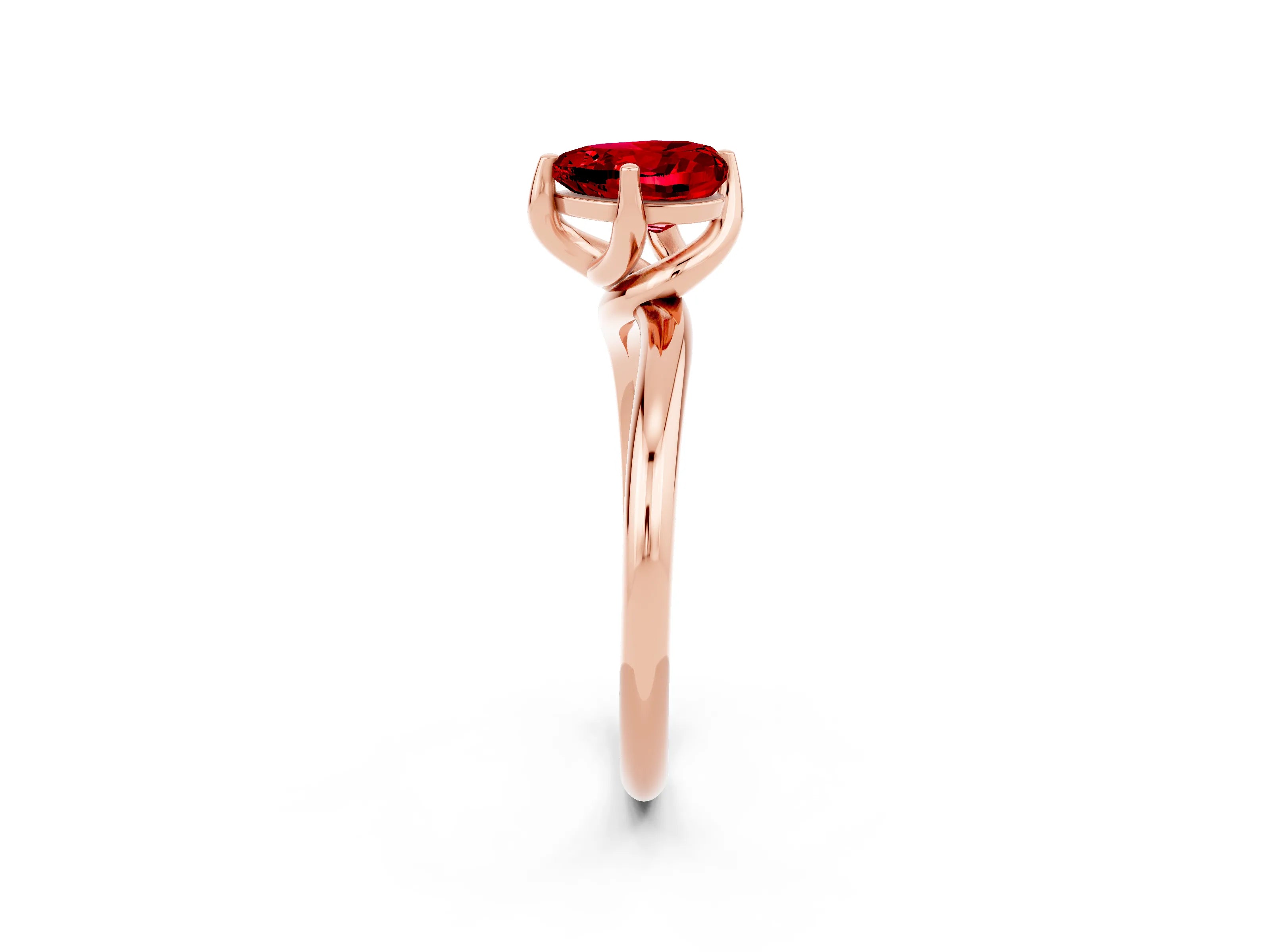 Rose gold Heart Cut Ruby Solitaire Engagement Ring with Four-Prong Setting and Classic Band_14