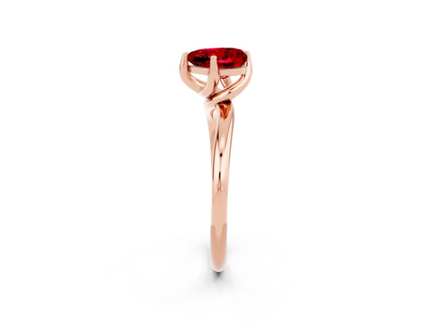 Rose gold Heart Cut Ruby Solitaire Engagement Ring with Four-Prong Setting and Classic Band_14
