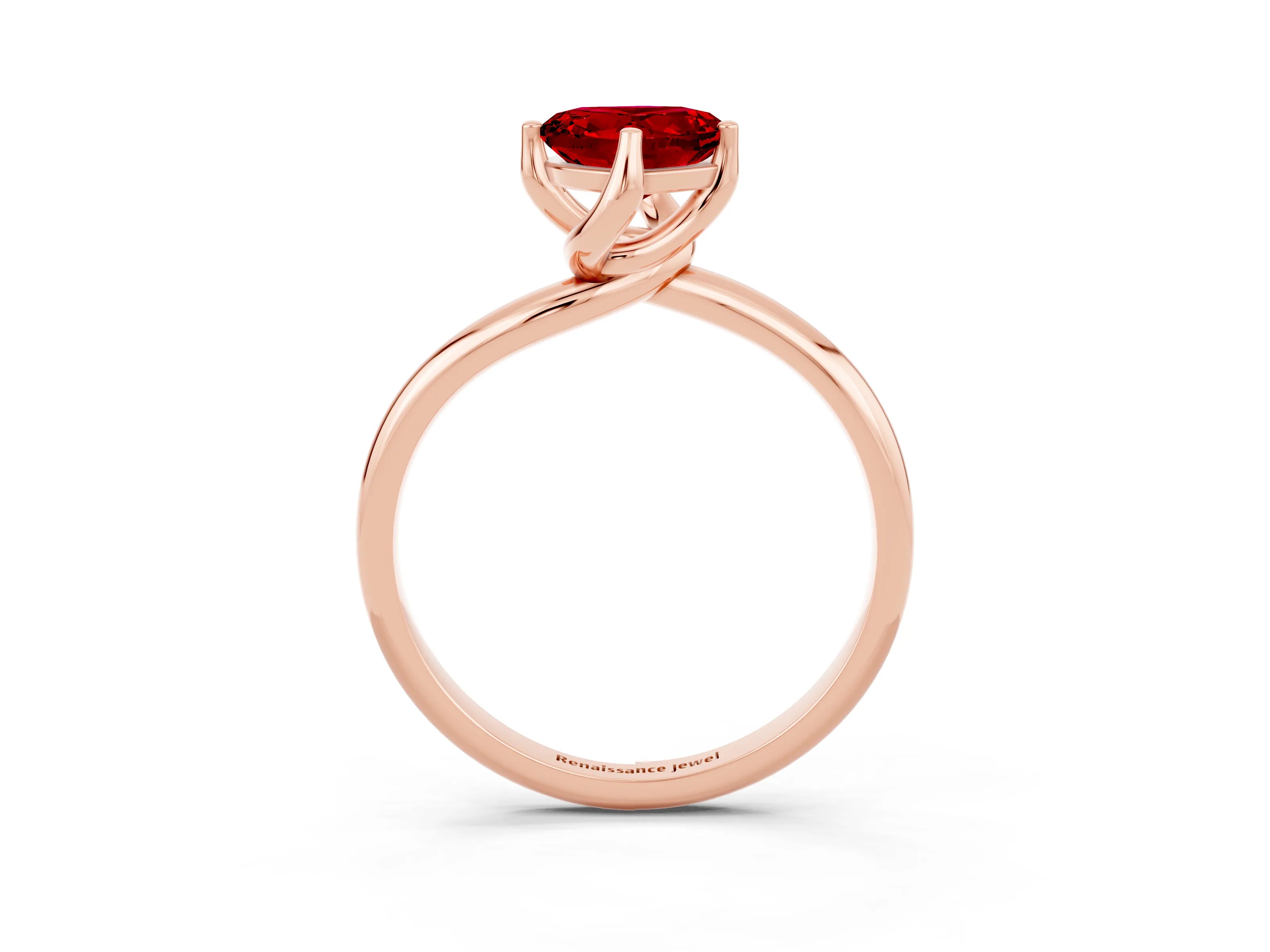 Rose gold Heart Cut Ruby Solitaire Engagement Ring with Four-Prong Setting and Classic Band_15