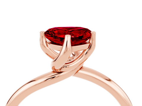 Rose gold Heart Cut Ruby Solitaire Engagement Ring with Four-Prong Setting and Classic Band_16