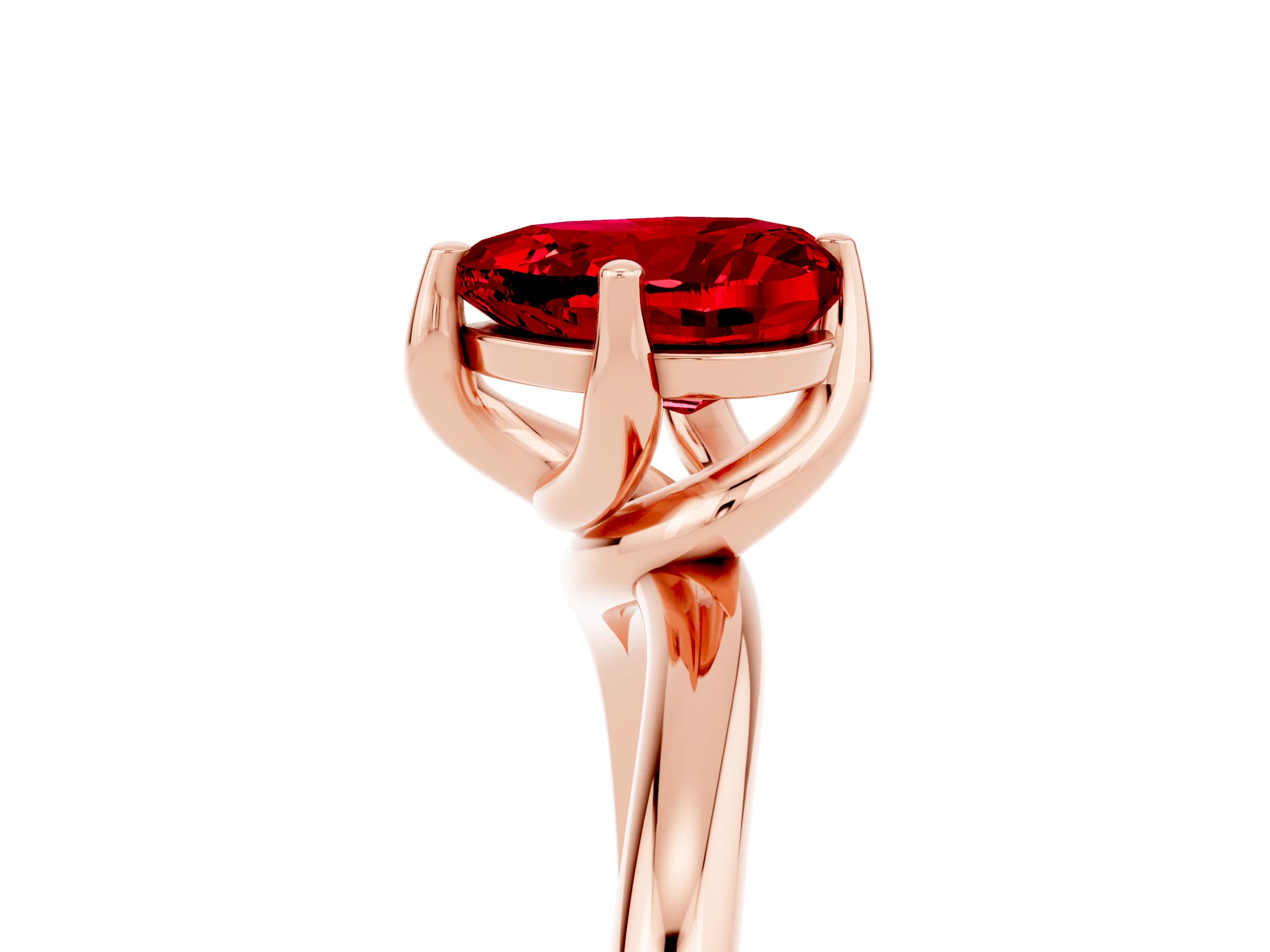 Rose gold Heart Cut Ruby Solitaire Engagement Ring with Four-Prong Setting and Classic Band_17