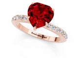 Rose gold Heart Cut Ruby Solitaire Engagement Ring with Pavé Band and Four-Prong Setting_1