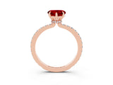 Rose gold Heart Cut Ruby Solitaire Engagement Ring with Pavé Band and Four-Prong Setting_3