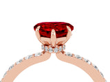 Rose gold Heart Cut Ruby Solitaire Engagement Ring with Pavé Band and Four-Prong Setting_4