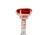 Rose gold Heart Cut Ruby Solitaire Engagement Ring with Pavé Band and Four-Prong Setting_5