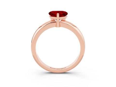 Rose gold Heart Cut Ruby Solitaire Engagement Ring with Round Band and Four-Prong Setting_3